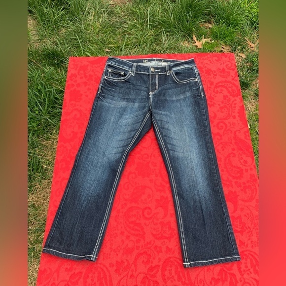 ND Weekend‎ Womens Jeans Size 7 Embroidered Embellished Dark Blue Stud Cotton - Picture 1 of 6